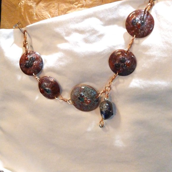 CCLHMHLLC Torch Fired/Fused Glass Jewellery Bracelet/Earring Set - Picture 1 of 4